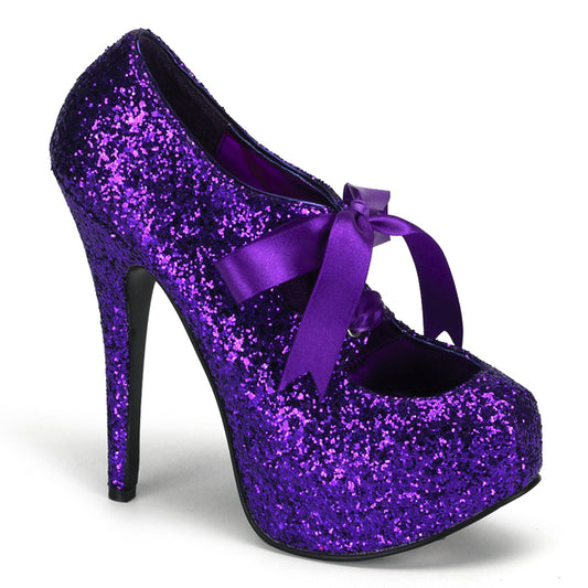 Bordello TEE10G Purple Glitter Sexy Shoes Discontinued Sale Stock