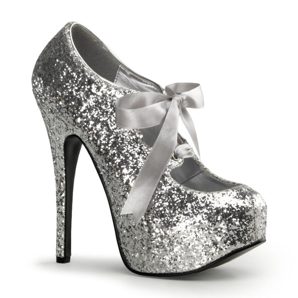TEEZE-10G Hidden Platform 6" Heel Silver Glitter Sexy Shoes-Bordello- Sexy Shoes
