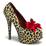 teeze 12 bordello burlesque moulin rouge sexy shoes animal print concealed platform stiletto heel shoes pumps with ribbon bow