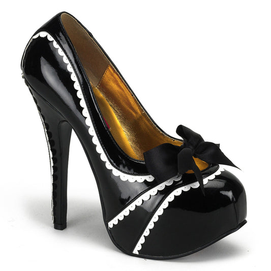 TEEZE-14 Hidden Platform 6" Heel Black and White Sexy Shoes-Bordello- Sexy Shoes