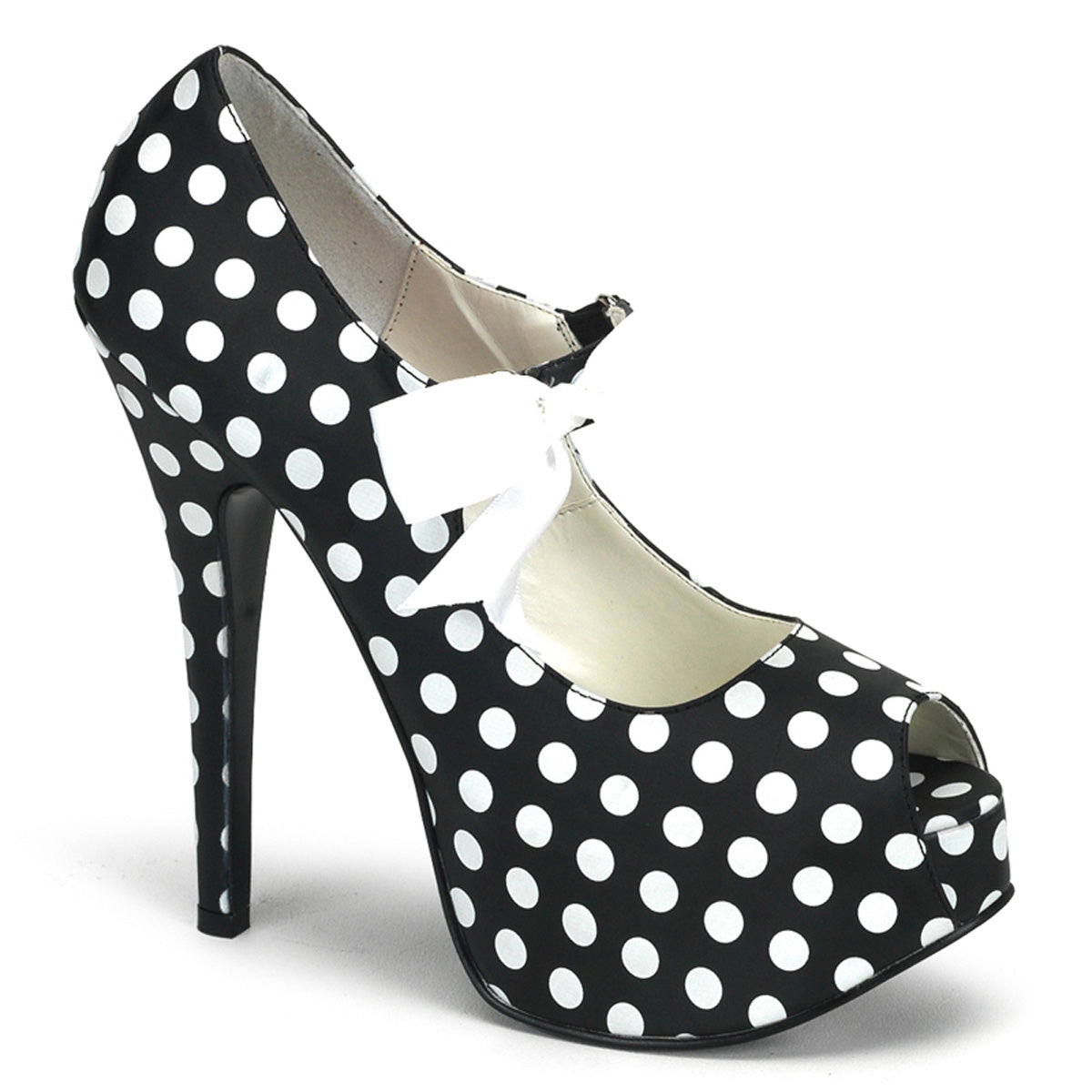 TEEZE-25 Hidden Platform Black & White Polka Dot Sexy Shoes-Bordello- Sexy Shoes