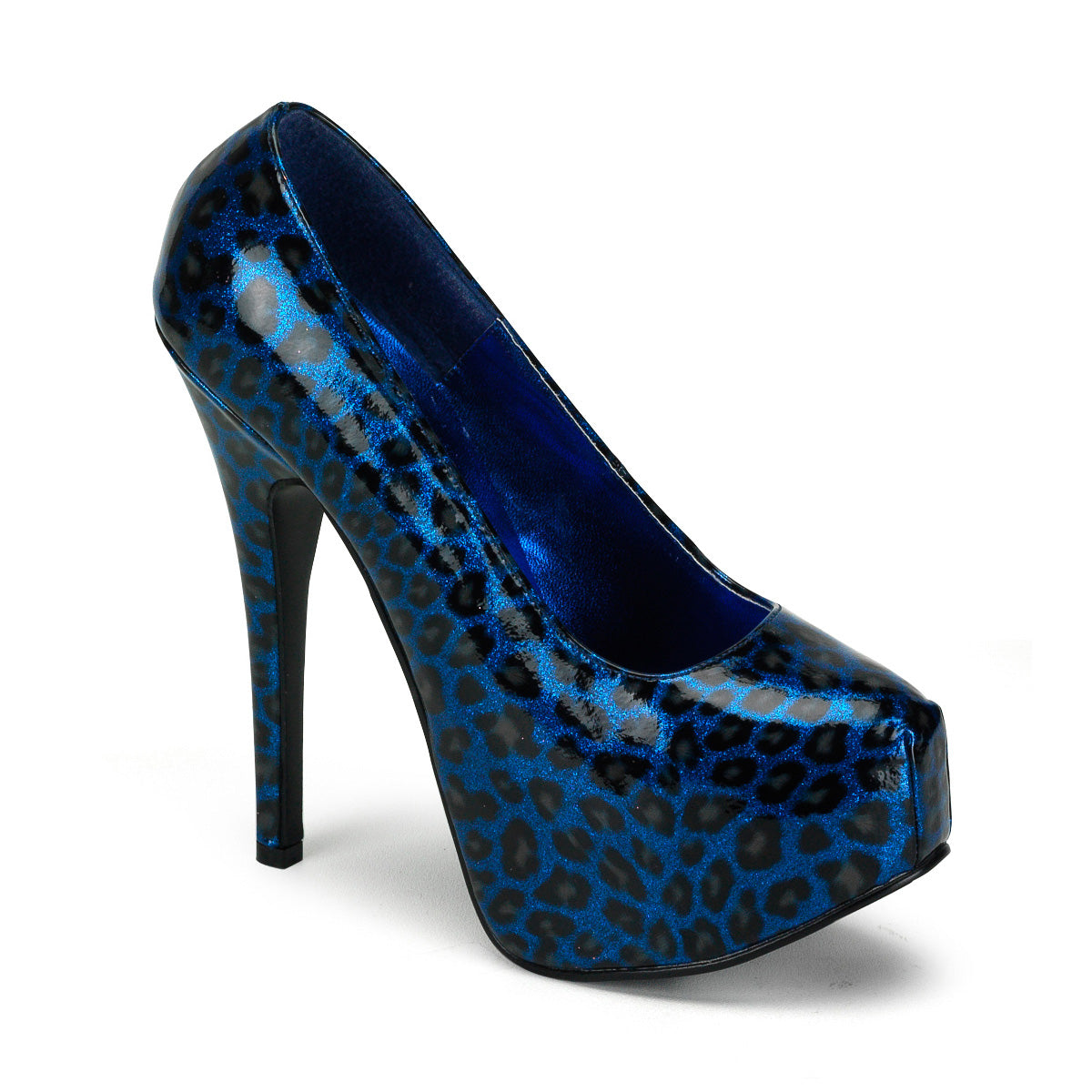 TEEZE-37 Hidden Platform 6 Inch Blue Cheetah Sexy Shoes-Bordello- Sexy Shoes