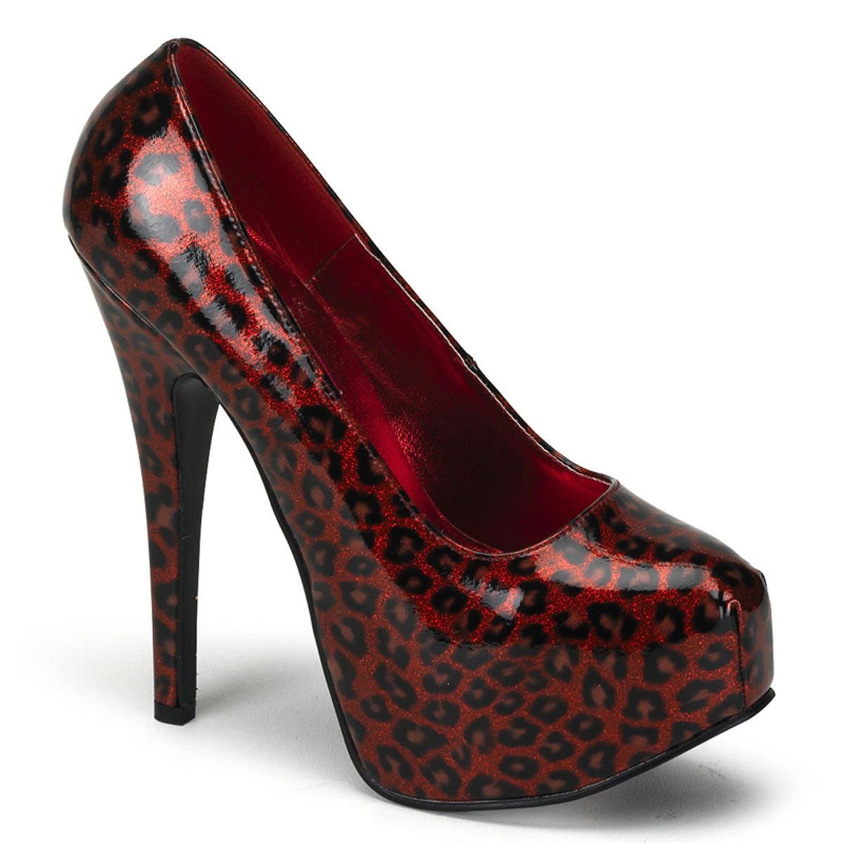 TEEZE-37 Hidden Platform High Heel Red Cheetah Sexy Shoes