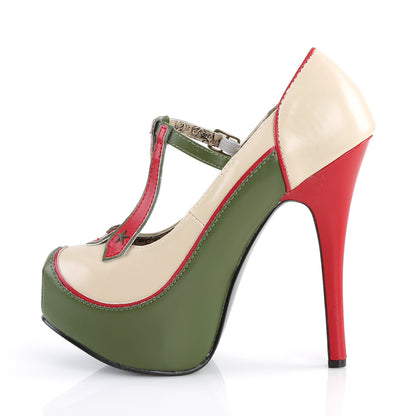 TEEZE-43 Hidden Platform Cream and Olive Green Pu Sexy Shoes-Bordello- Sexy Shoes Pole Dance Heels