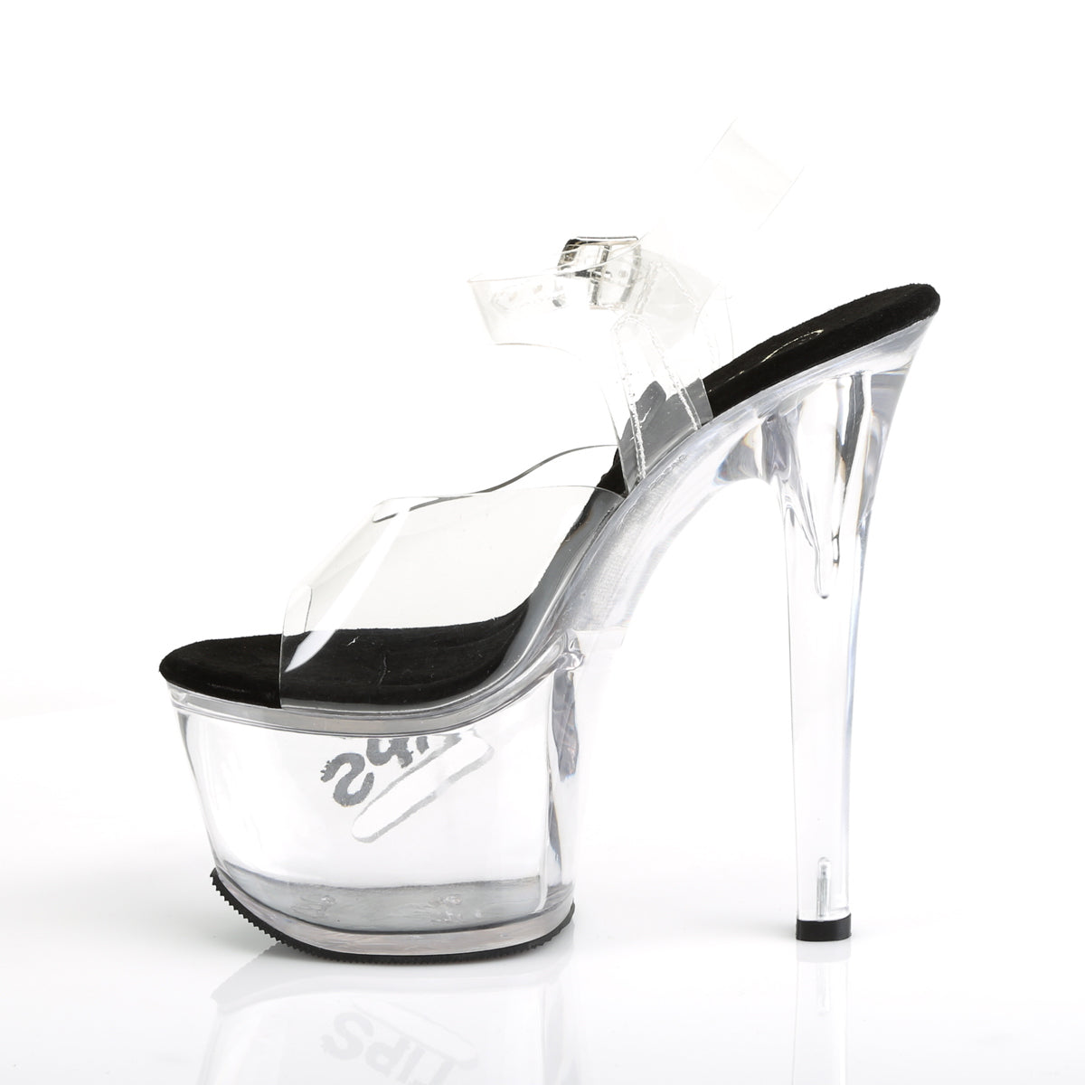 TIPJAR-708-5 7" Heel Clear and Black Pole Dancing Platforms-Pleaser- Sexy Shoes Pole Dance Heels