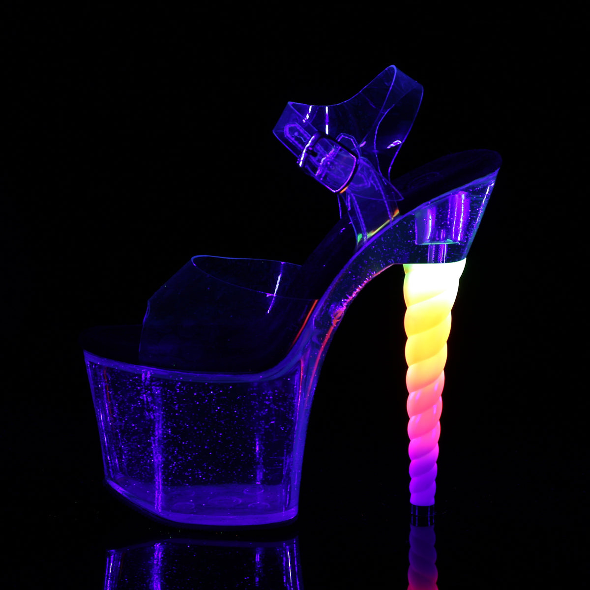 UNICORN-708MG 7" Heel Clear and Black Pole Dancing Platforms-Pleaser- Sexy Shoes Pole Dance Heels