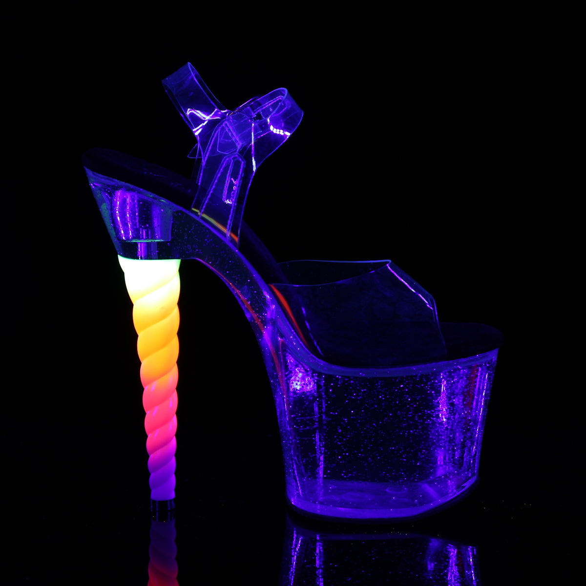 UNICORN-708MG 7" Heel Clear and Black Pole Dancing Platforms-Pleaser- Sexy Shoes Fetish Heels