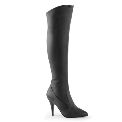 VANITY-2013 Knee Highs 4" Heel Black Leather Fetish Footwear-Pleaser- Sexy Shoes