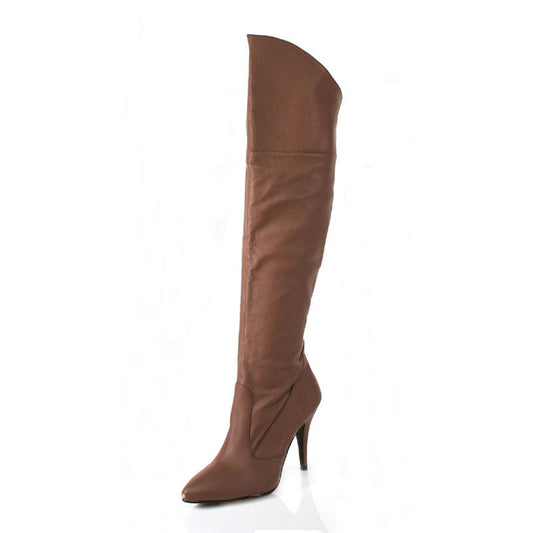 Pleaser VAN2013 Brown Leather Sexy Thigh High Boots Discontinued Sale Stock