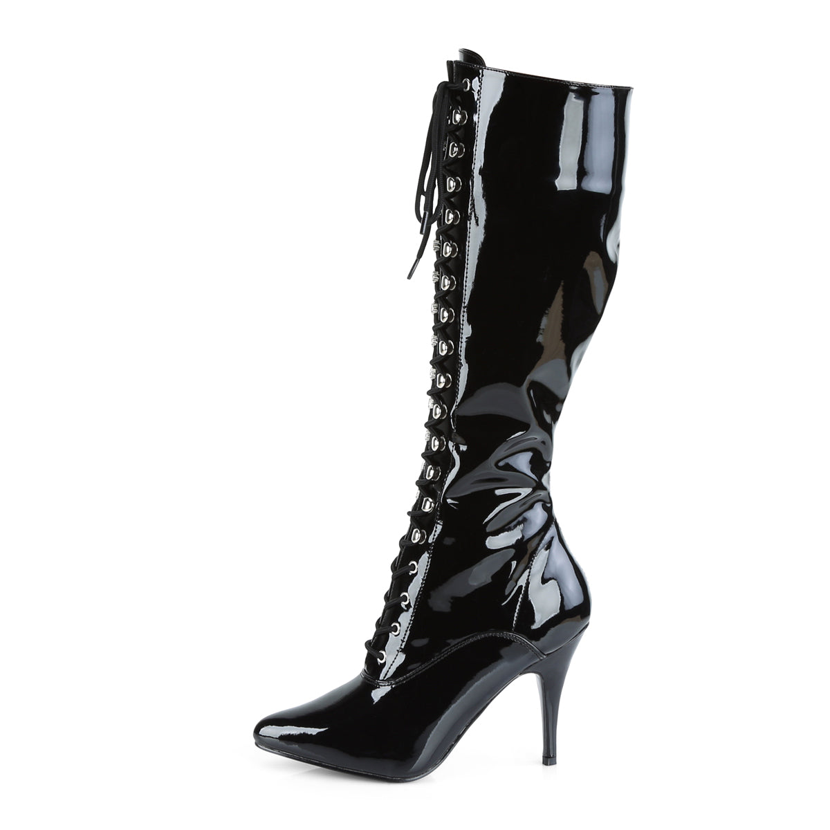 VANITY-2020 Knee Highs 4" Heel Black Patent Fetish Footwear-Pleaser- Sexy Shoes Pole Dance Heels
