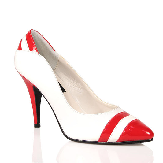 VANITY-428 Pleaser Red/Wht Patent High Heel Alternative Footwear Discontinued Sale Stock