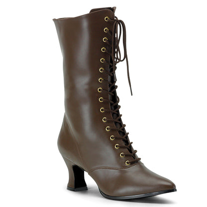 VICTORIAN-120 Pleasers Funtasma 3 Inch Heel Brown Pu Women's Boots