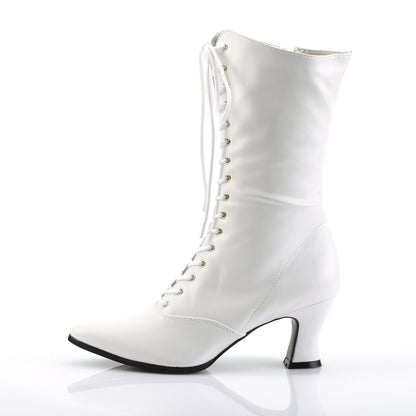 VICTORIAN-120 3 Inch Heel White Matt Women's Boots Funtasma Costume Shoes 