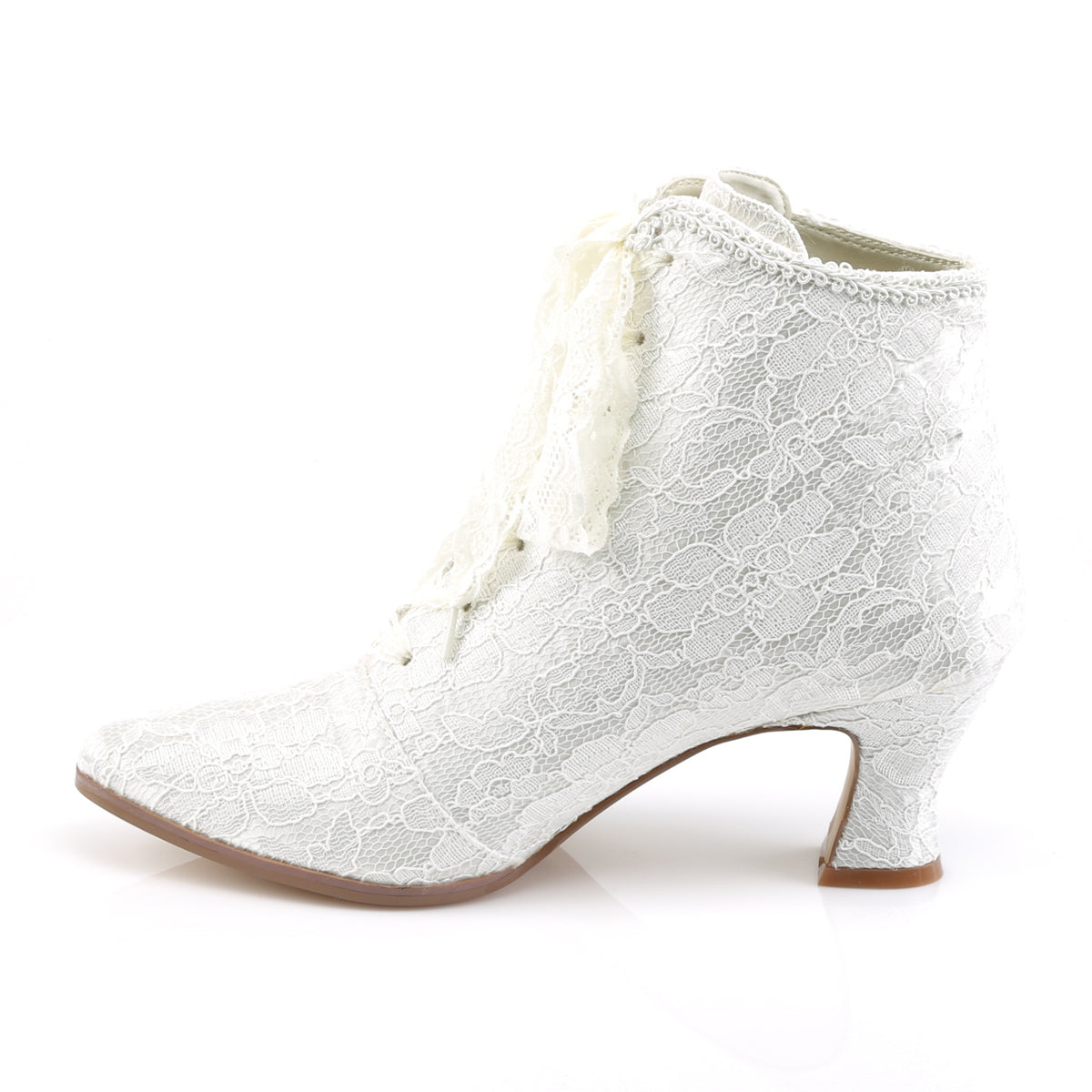 VICTORIAN-30 Fabulicious 3 Inch Heel Ivory Lace Satin Boots – Pole ...