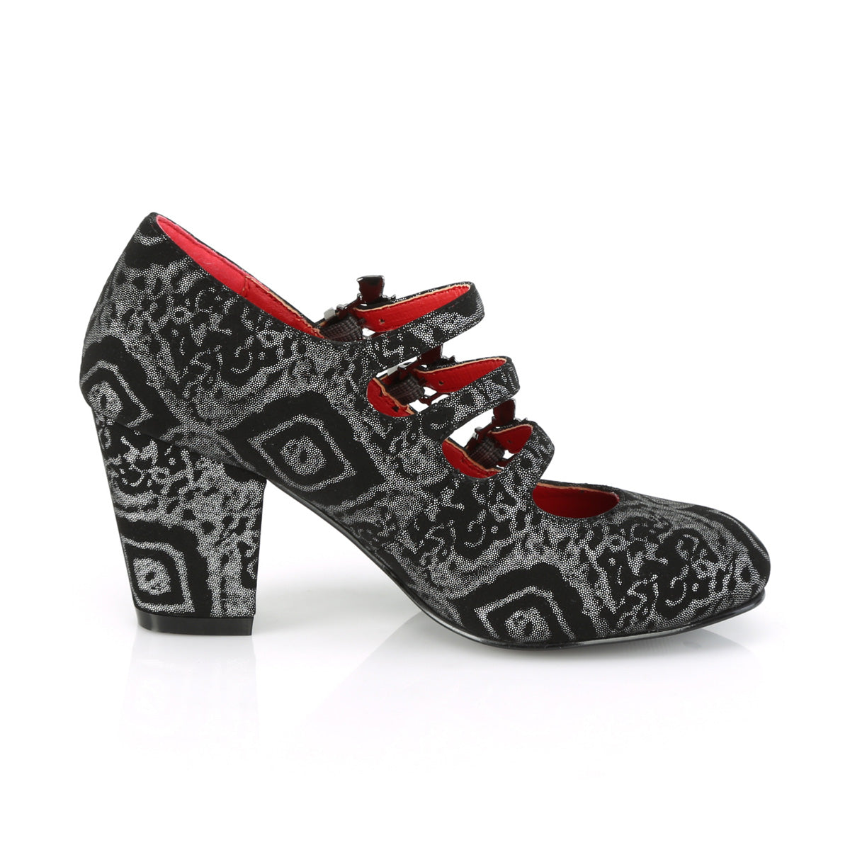 Black Silver 3 Inch Alternative Footwear -  Demonia Cult VIVIKA-38
