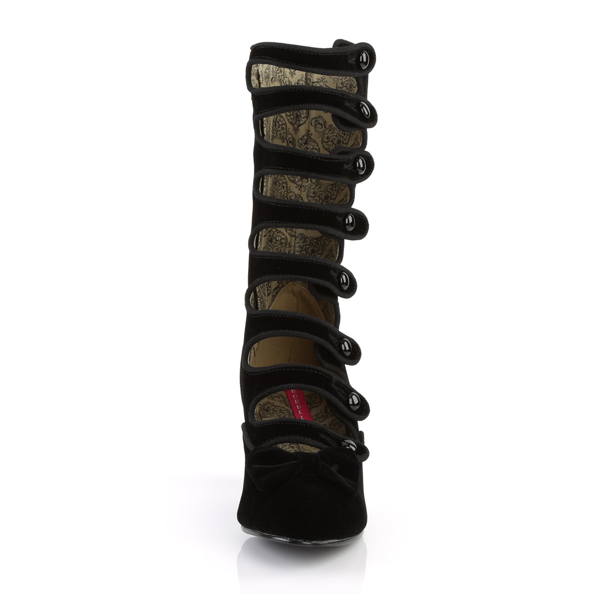 WHIMSEY-115 Bordello Burlesque 2.5" Heel Black Velvet Boots-Bordello- Sexy Shoes Alternative Footwear
