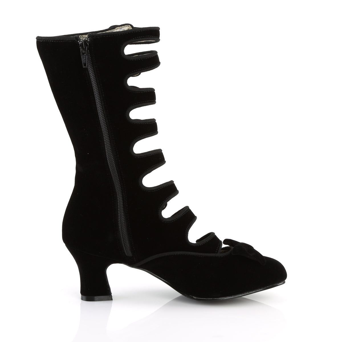 WHIMSEY-115 Bordello Burlesque 2.5" Heel Black Velvet Boots-Bordello- Sexy Shoes Fetish Heels