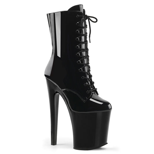 XTREME-1020 8" Heel Black Patent Pole Dancer Platforms Shoes-Pleaser- Sexy Shoes