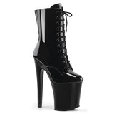 Xtreme-1020 8 "Tacón negro Pole Pole Dancer Platform Boots Black Patent Boots