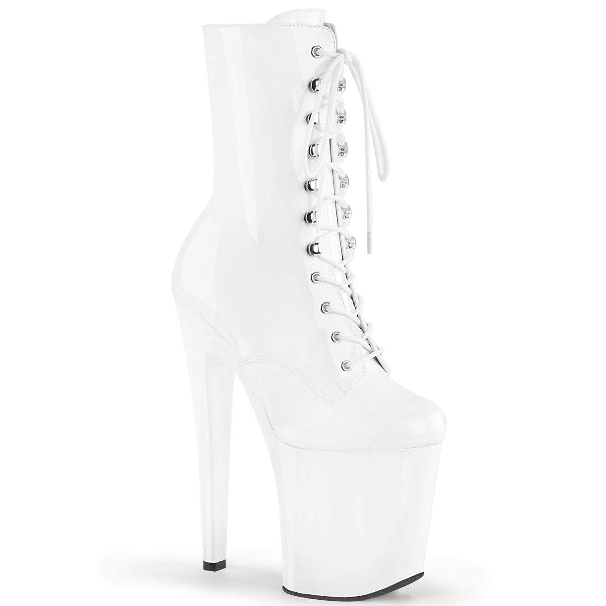 XTREME-1020 8" Heel White Patent Pole Dancer Platforms Shoes-Pleaser- Sexy Shoes