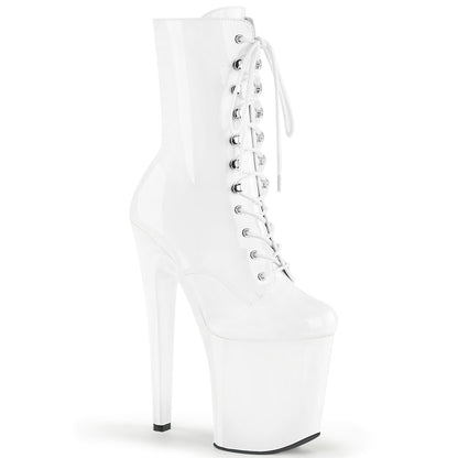 XTREME-1020 8" Heel White Patent Pole Dancer Platform Kinky Boots