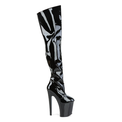 XTREME-3010 8" Heel Black Patent Pole Dancer Platforms Shoes-Pleaser- Sexy Shoes Fetish Heels