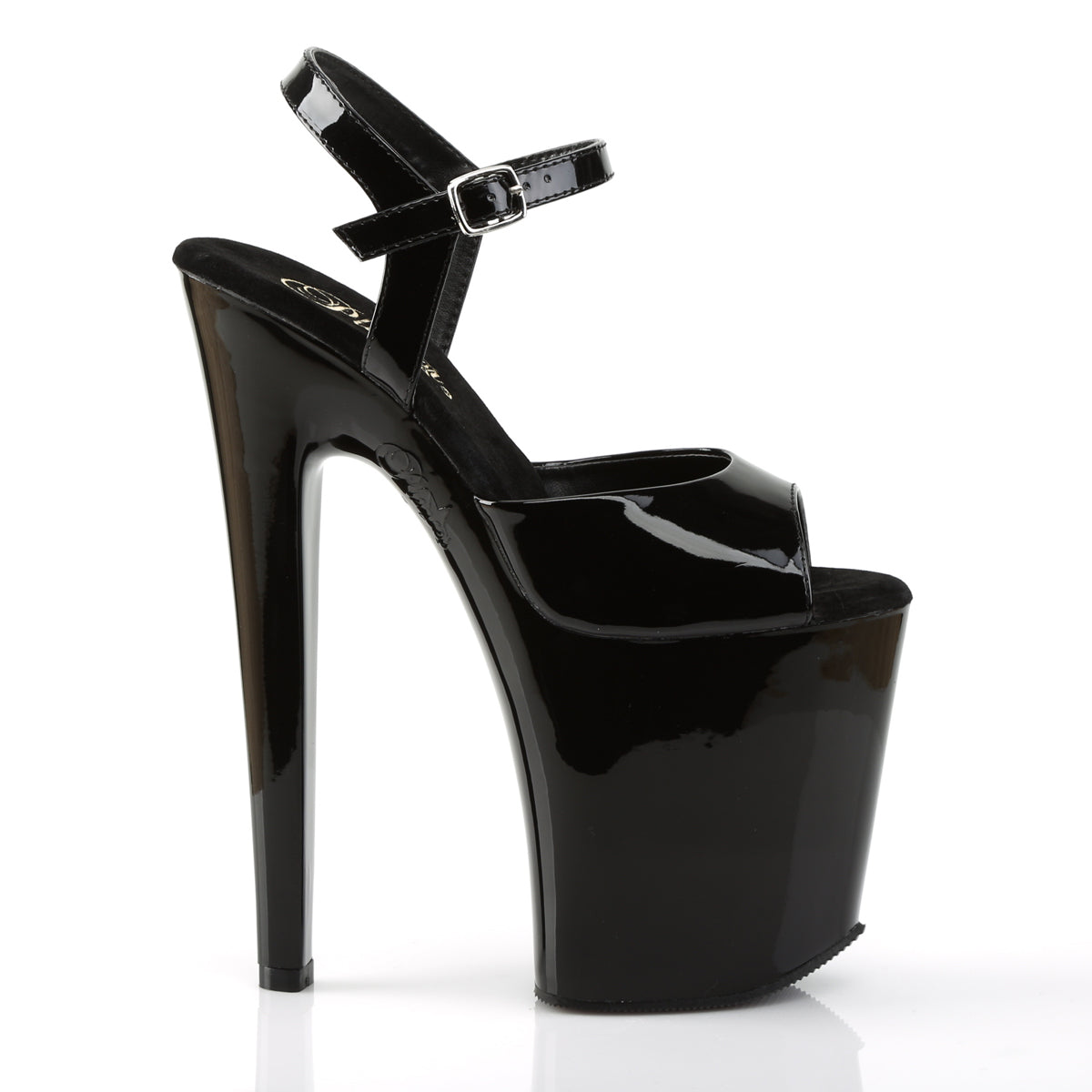 XTREME-809 8" Heel Black Patent Pole Dancing Platforms Shoes-Pleaser- Sexy Shoes Fetish Heels