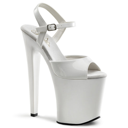 XTREME-809 8" Heel White Patent Pole Dancing Platforms Shoes-Pleaser- Sexy Shoes