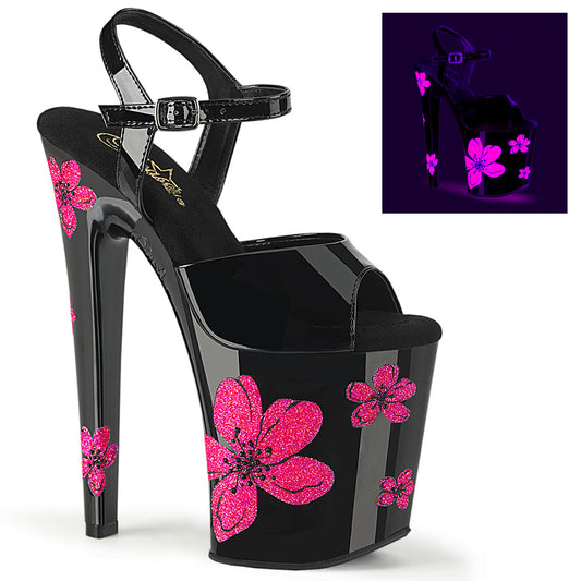 XTREME-809HB Pleaser Pole Dancing Shoes with Pink Floral Details
