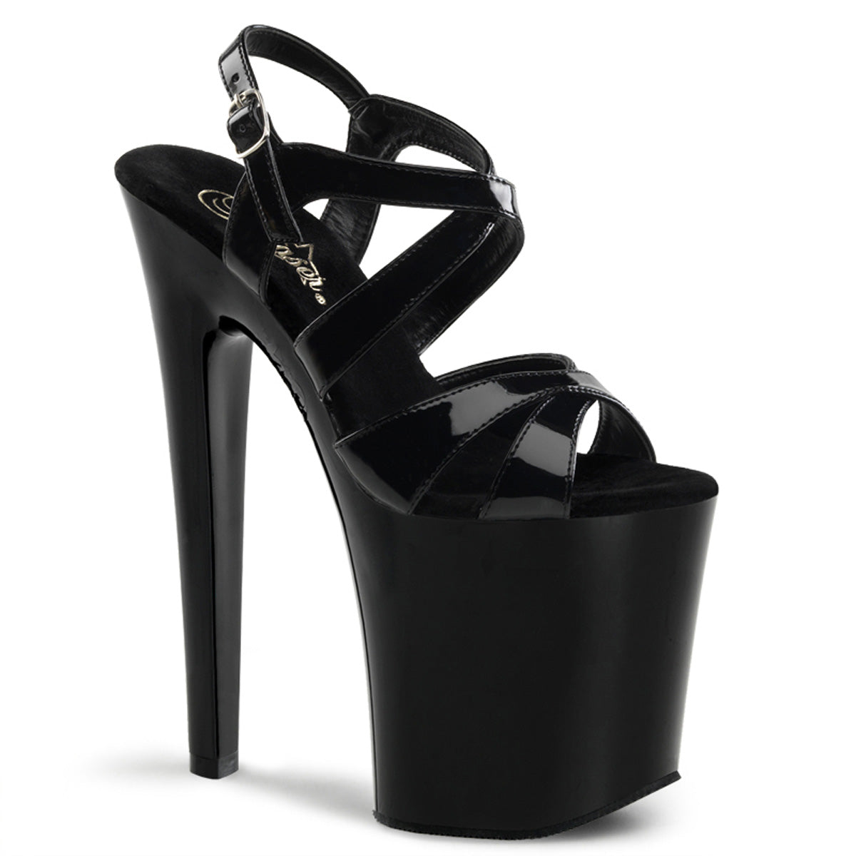XTREME-872 8" Heel Black Patent Pole Dancing Platforms Shoes-Pleaser- Sexy Shoes