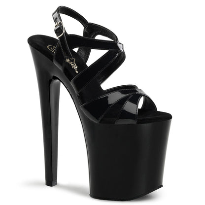 XTREME-872 8" Heel Black Patent Pole Dancer Platform Shoes
