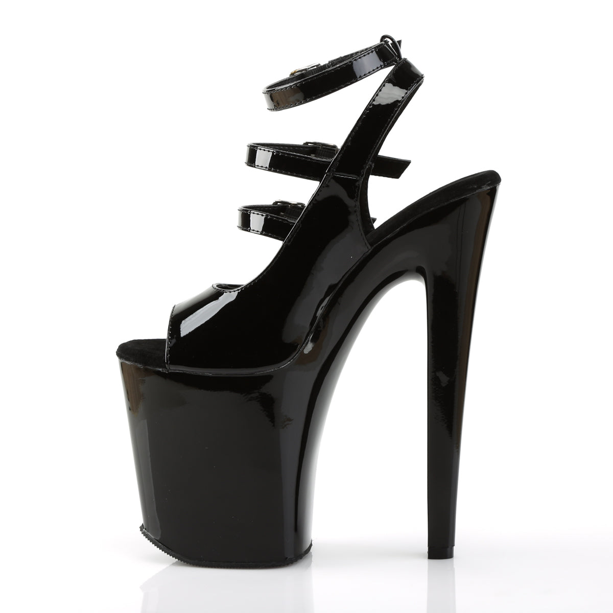 XTREME-873 8" Heel Black Patent Pole Dancing Platforms Shoes-Pleaser- Sexy Shoes Pole Dance Heels