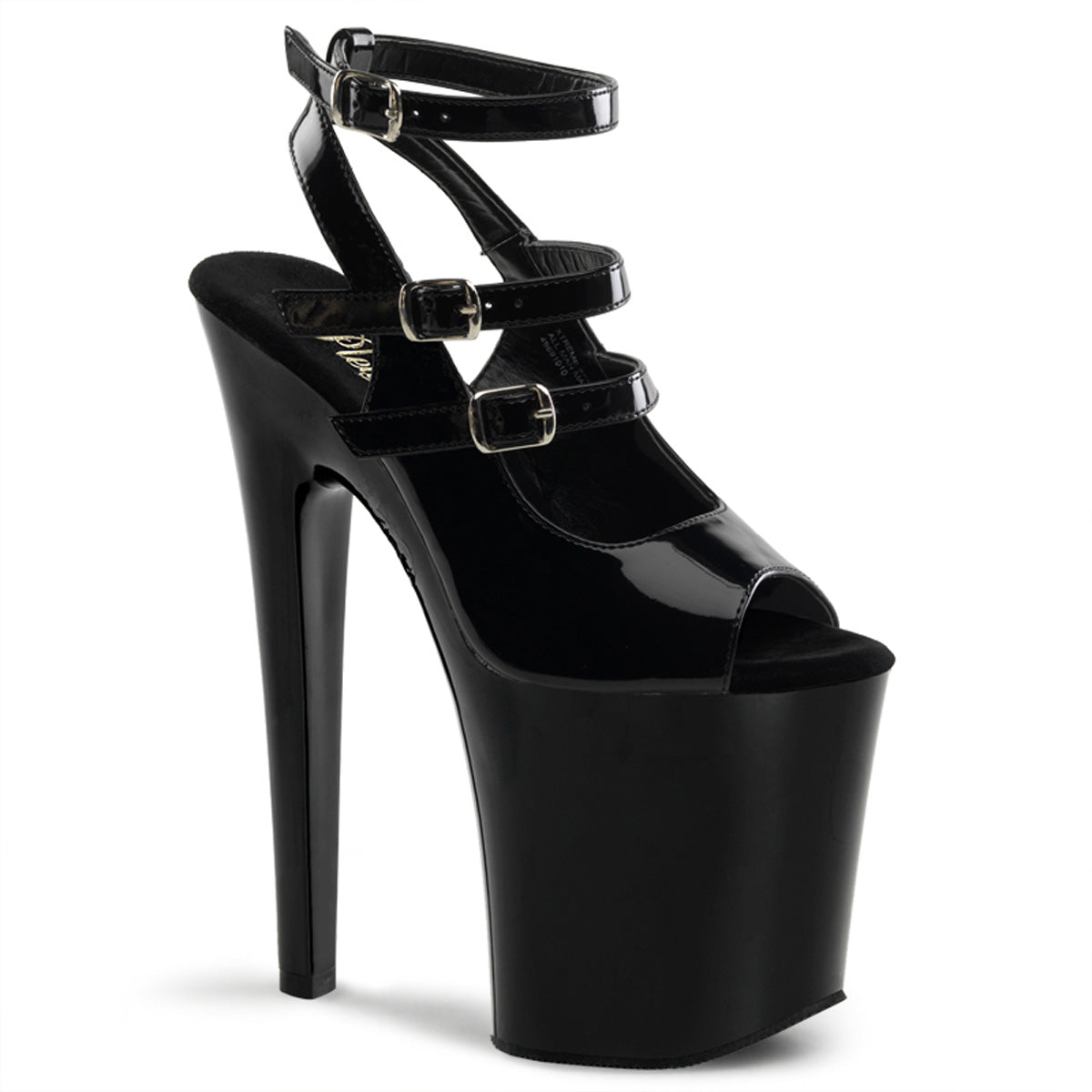 XTREME-873 8" Heel Black Patent Pole Dancing Platforms Shoes-Pleaser- Sexy Shoes