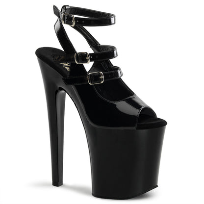 Xtreme-873 8 "Heel negru Polier de brevet de pantofi Platforme