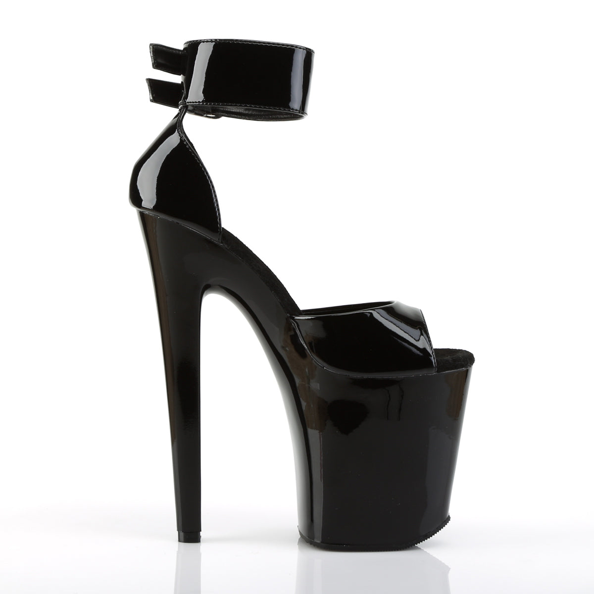 XTREME-875 8" Heel Black Patent Pole Dancing Platforms Shoes-Pleaser- Sexy Shoes Fetish Heels