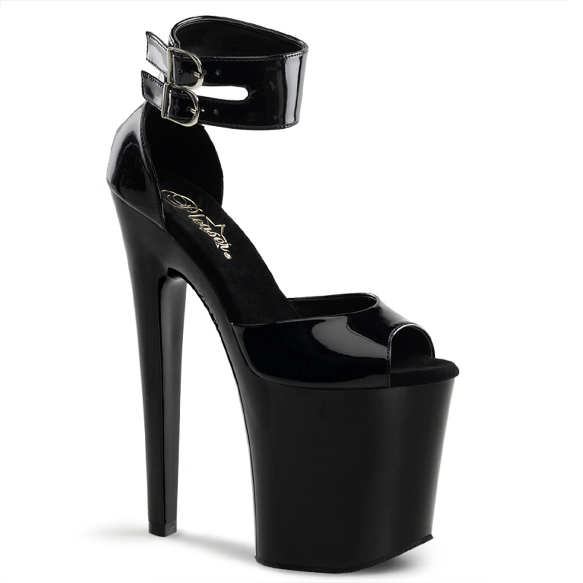 XTREME-875 8" Heel Black Patent Pole Dancing Platforms Shoes-Pleaser- Sexy Shoes