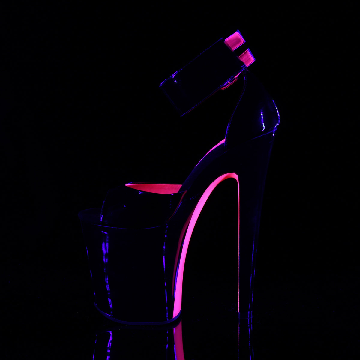 XTREME-875TT 8" Heel Black Pole Dancing Platforms Shoes-Pleaser- Sexy Shoes Pole Dance Heels
