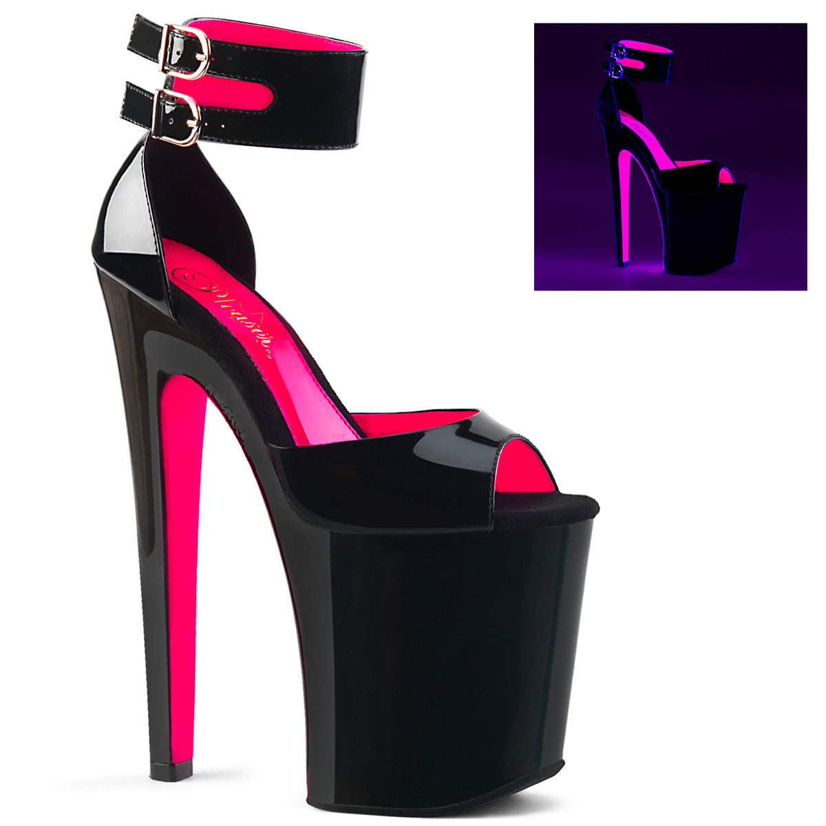 XTREME-875TT 8" Heel Black Pole Dancing Platforms Shoes-Pleaser- Sexy Shoes
